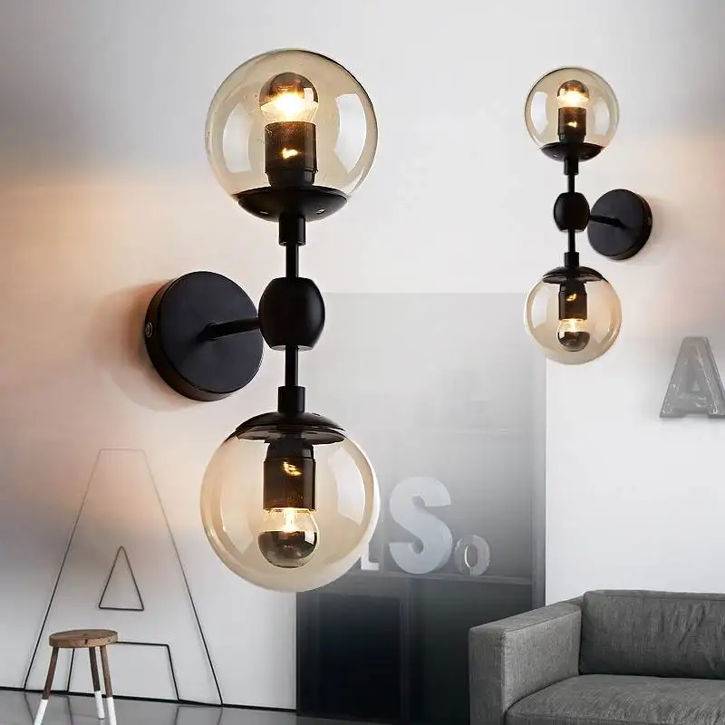 

Vintage Wall Lamp Industrial style room decor Up and Down vanity light Indoor home Bedroom Living room glass bubble retro lamp