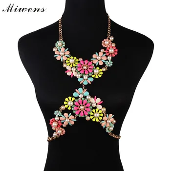 

Miwens Hot Sale Exclusive Handmade Acrylic Flower Pendant Statement Bodys Chain Fashion Summer Women Maxi Necklace Jewelry 6528