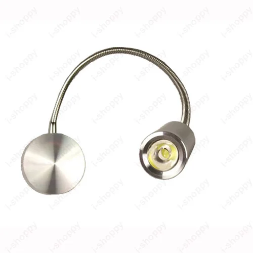 

Flexible Pipe 3W LED Picture Light Wall Sconce Lamp Fixture Reading Spotlight On/Off Button/N Cabinet Bedroom Silver Shell