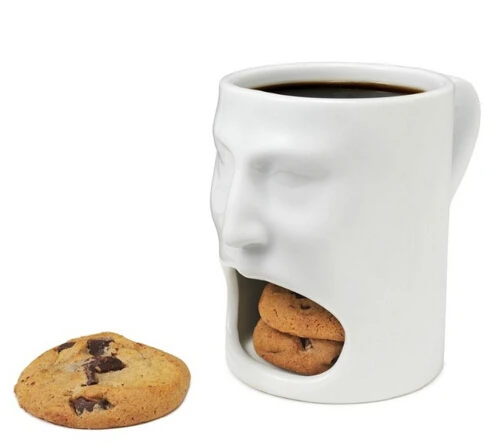 

1Piece Face Mug - Ceramic Cookies Cup Dunk Mug with Biscuit holder NEW STYLE