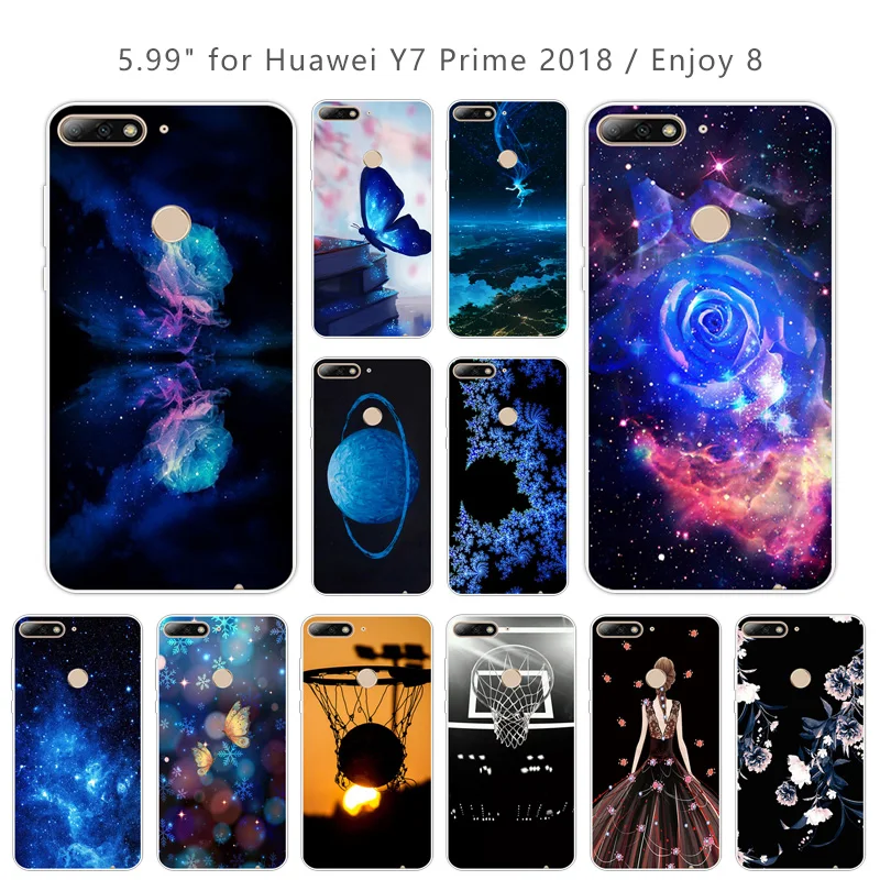 5 99 дюйма ТПУ для Huawei Y7 Prime 2018 телефон установлен синий чехол Enjoy 8/Nova 2 Lite