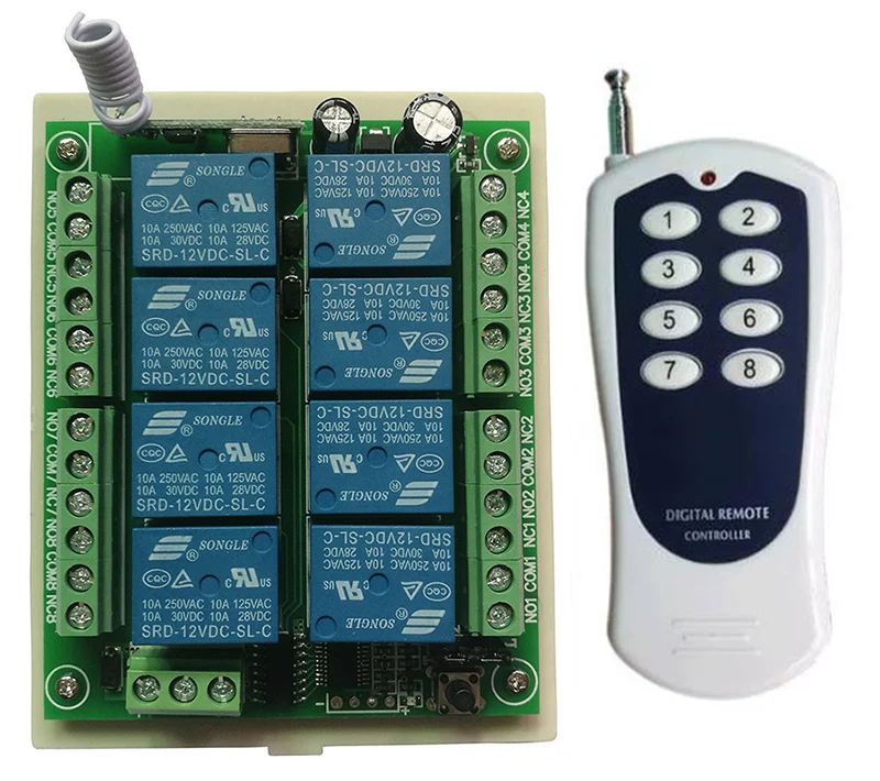 DC 12V 24V 8 CH Channels 8CH RF Wireless Remote Control Switch System ...