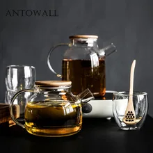 ANTOWALL Европейский боросиликатный стеклянный фильтр стеклянный чайник высокотемпературный стойкий чайник для здоровья воды стеклянный чайный поднос