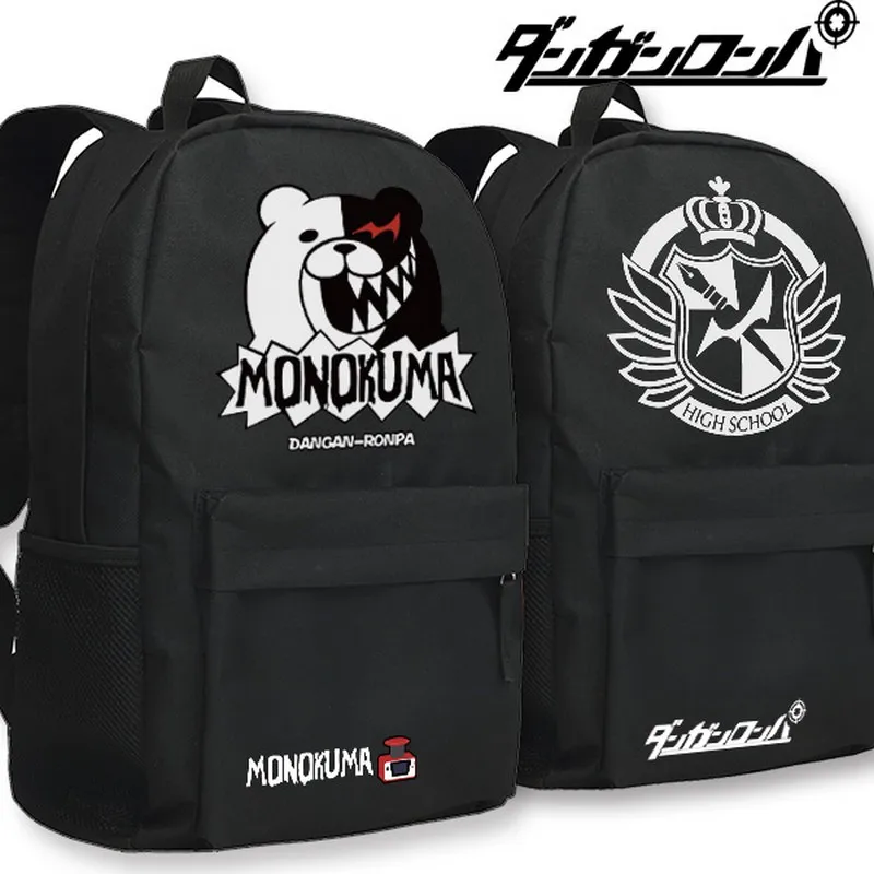 

MeanCat Monokuma Black and White Bears Games Character Danganronpa Trigger Happy Havoc Backpack Boy's Bags