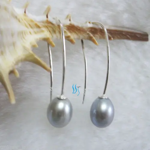 

7.5*9mm Gray Freshwater Pearl Earrings Dangle Earrings