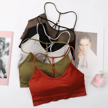 

Sexy Women Hollow Bra Bustier Crop Top Strappy Halter Tank Tops Female Camisole