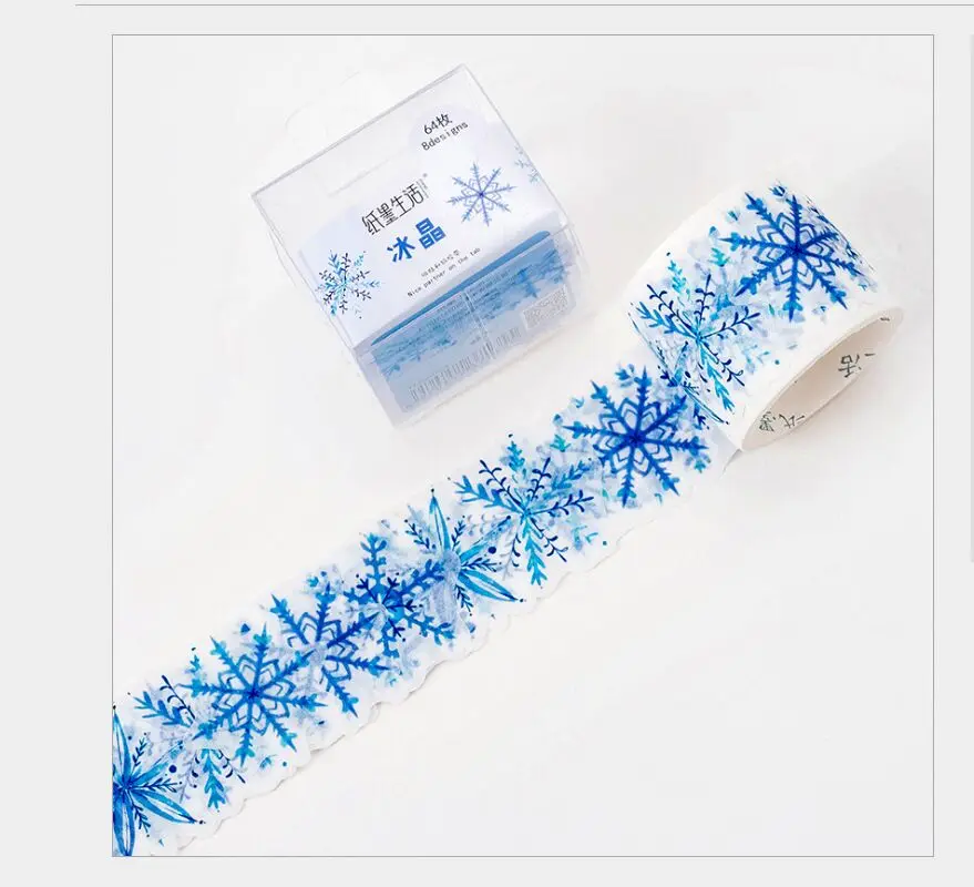 64 шт./рулон яркие ледяные кристаллы Снежинка васи лента DIY планировщик дневник в стиле Скрапбукинг маскирующая лента escolar