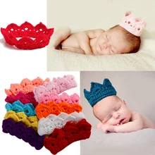 Вязаная корона, аксессуары для детской фотосъемки новорожденных, вязаная шапка, повязка на голову для фотосессии, реквизит,, детские шапки