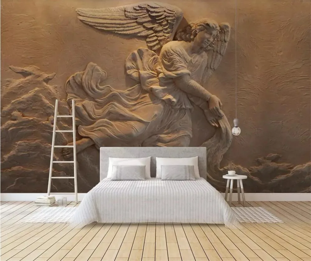 Beibehang de Papel 3D foto mural Europea 3D alivio figura mítica Ángel Fondo pintura Papel de parede