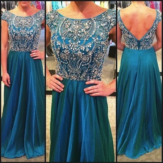 

Sexy High Neck See Through Heavy Beaded Prom Dress Abendkleider 2019 Sexy Backless Turquoise Long Vestidos De Festa