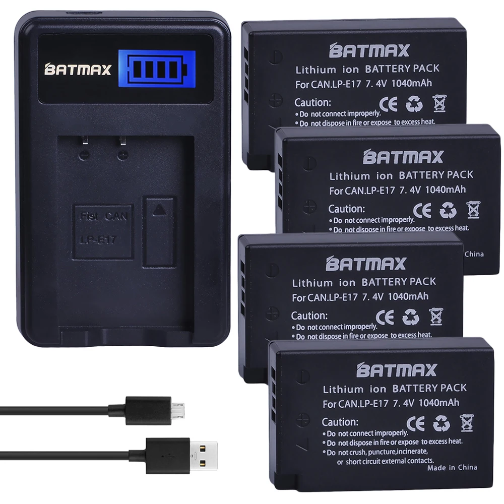 4 шт. LP-E17 LP E17 LPE17 Батарея accu+ ЖК-дисплей USB Зарядное устройство для цифровой однообъективной зеркальной камеры Canon EOS M3 M5 M6 750D 760D T6i T6s 800D 8000D поцелуй X8i