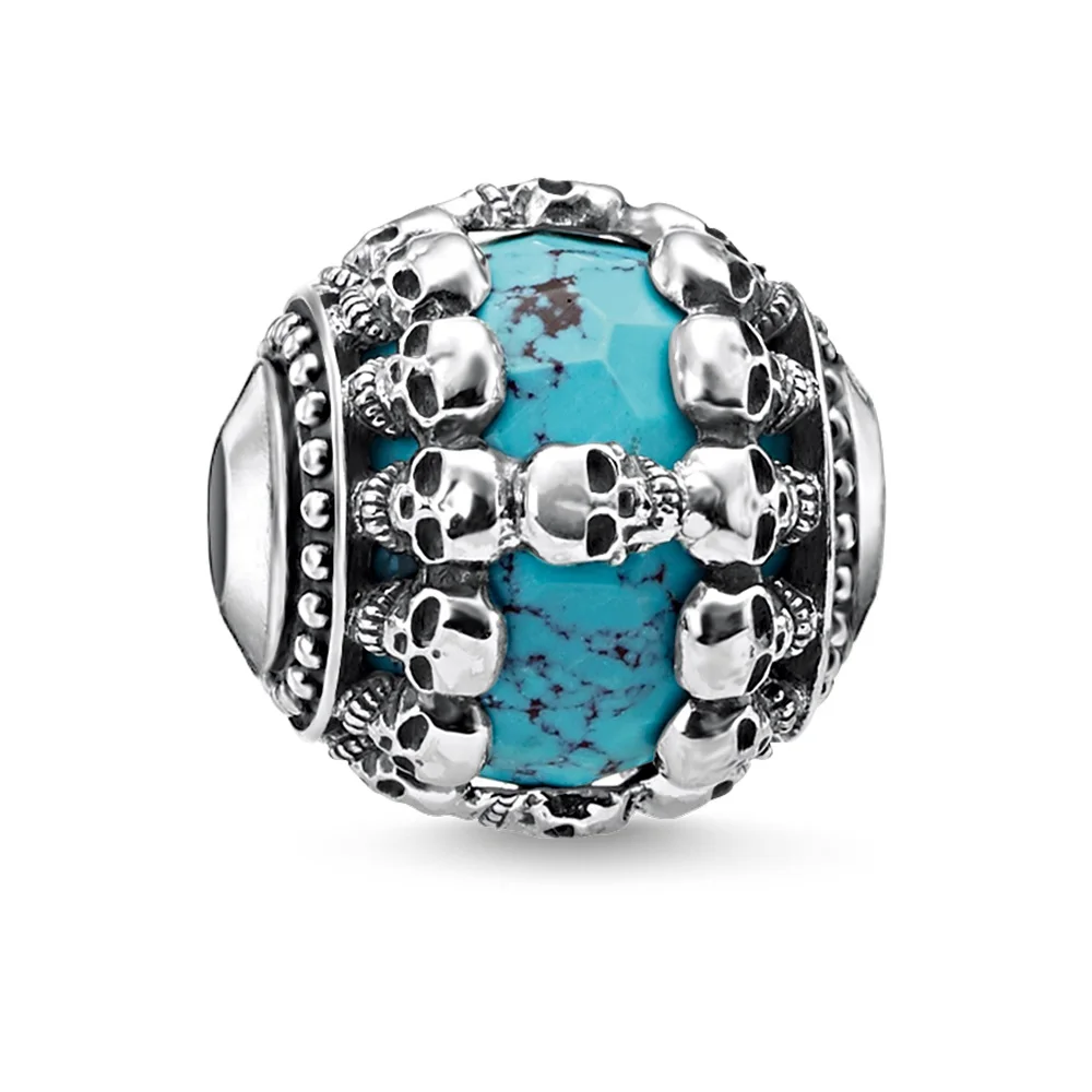 2018 925 Sterling Silver Skulls Beads, Most Fashion Blue Skull Beads