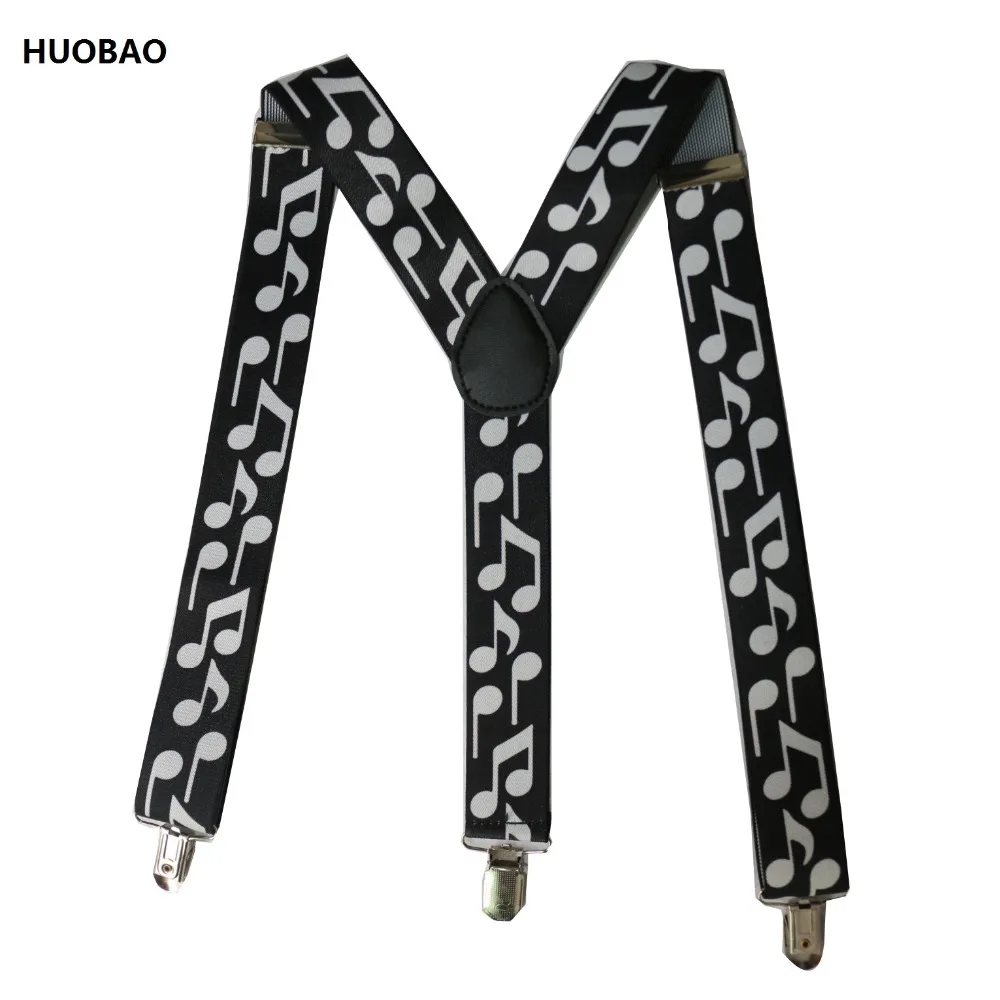 

2017 New Men Adjustable 3.5cm Wide Heavy Duty Y-Back Musical Note Suspenders For Mens