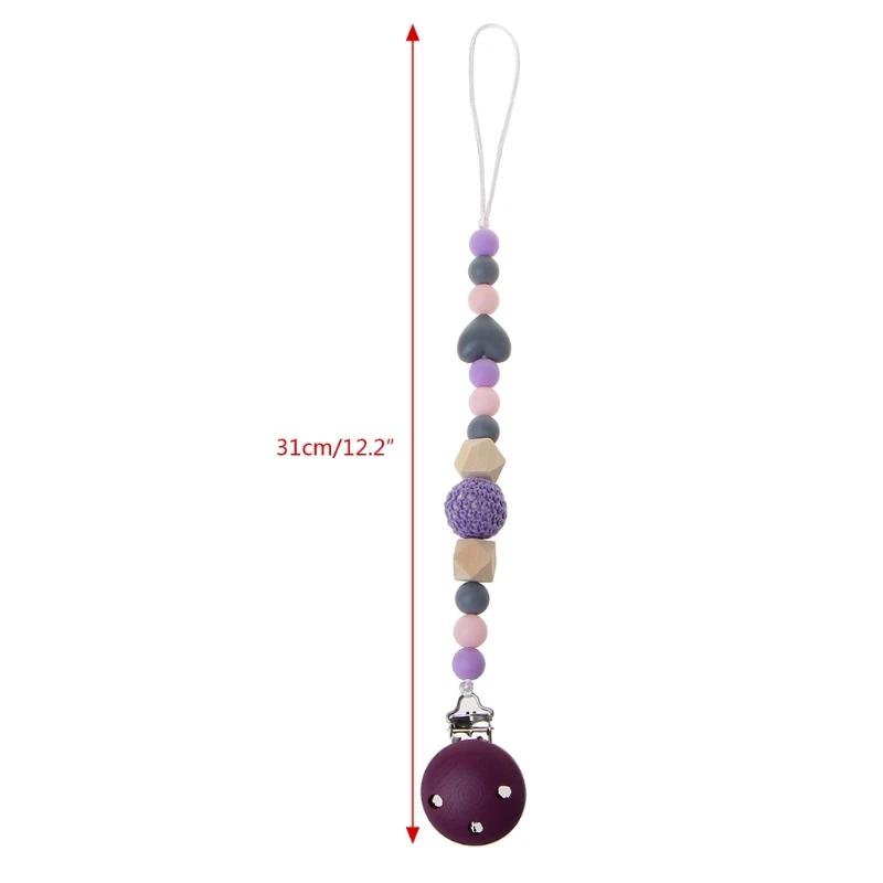 

Cute Purple Baby Teething Dummy Pacifier Clip Infant Soother Nipple Strap Chain