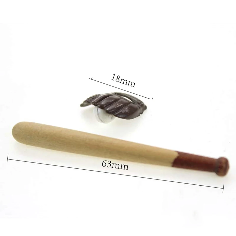 1//12 Dollhouse Miniature Sports Equipment Baseball Kit with Ball Bat Mitt