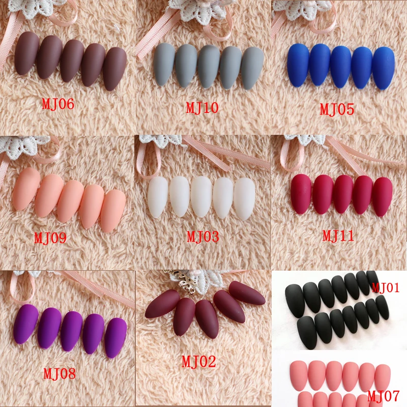 

Matte Scrub False Nail Tip Black Wine Red White Red Blue Chocolate 11 Color Select Nail Art Tip 2019 24pcs