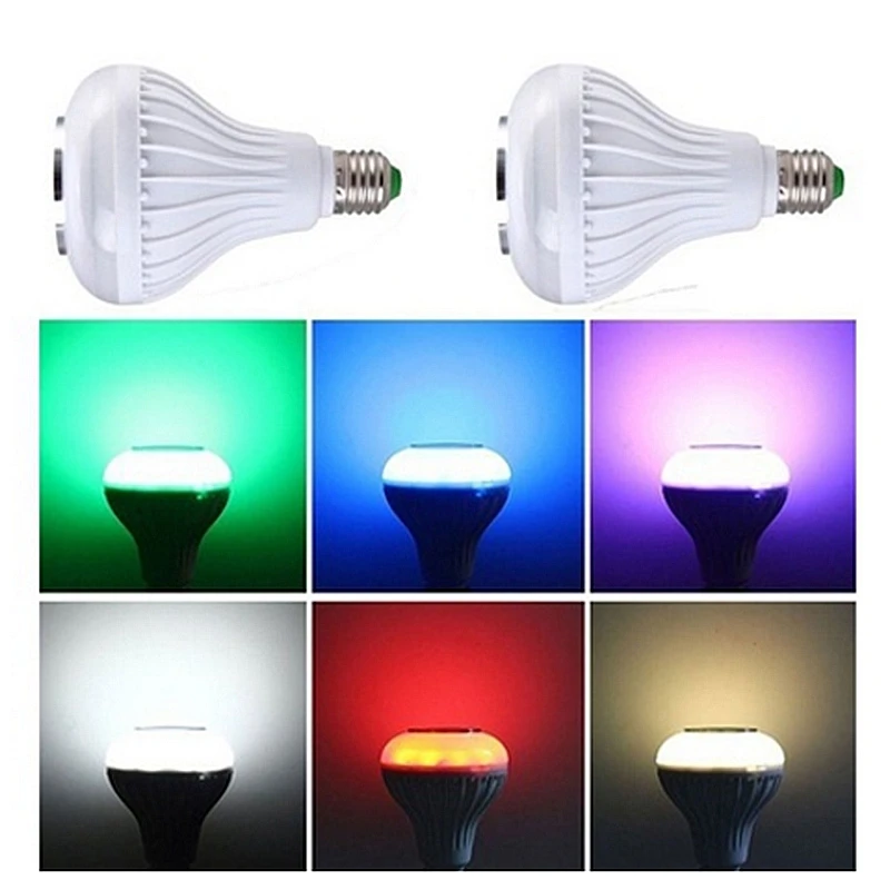 Светодиодный RGB Цвет лампочки E27 12 Вт Bluetooth Управление Smart Музыка Аудио Колонка-светильник