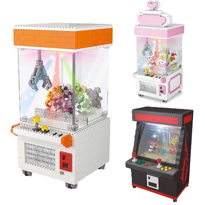 

Super Mini Crane Game Playground Street Fighter Game Machine Models Building Blocks Gift for Kids Without Light