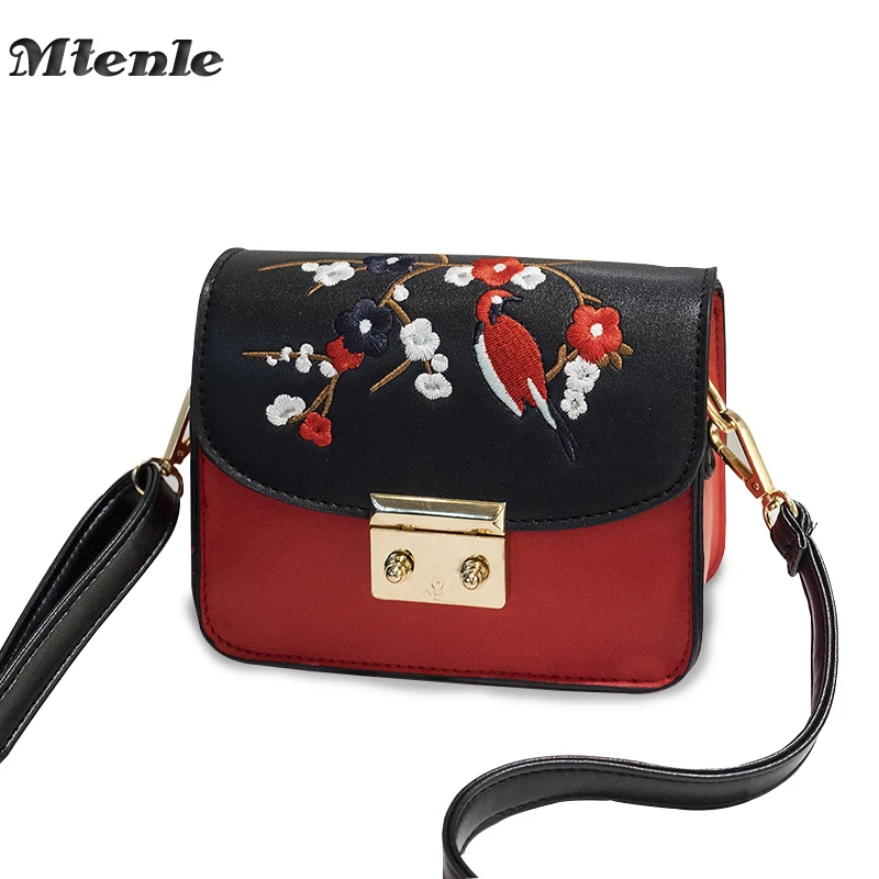 

MTENLE Shoulder Women Bag Female Flower Embroidery Ladies Small Bags Women Leather Messenger Crossbody Bag Brands Designer FI