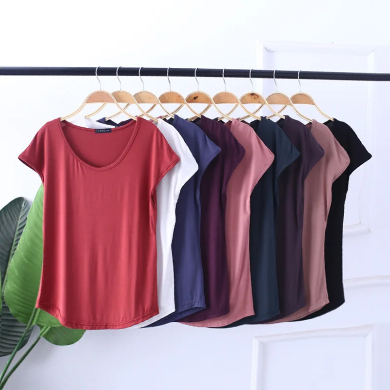 

Quality Solid Color Women Soft Cotton Thin T-Shirt Plus Size Top Tee Shirt Female Slim Fit Summer Short T Shirt Ladies Tshirt
