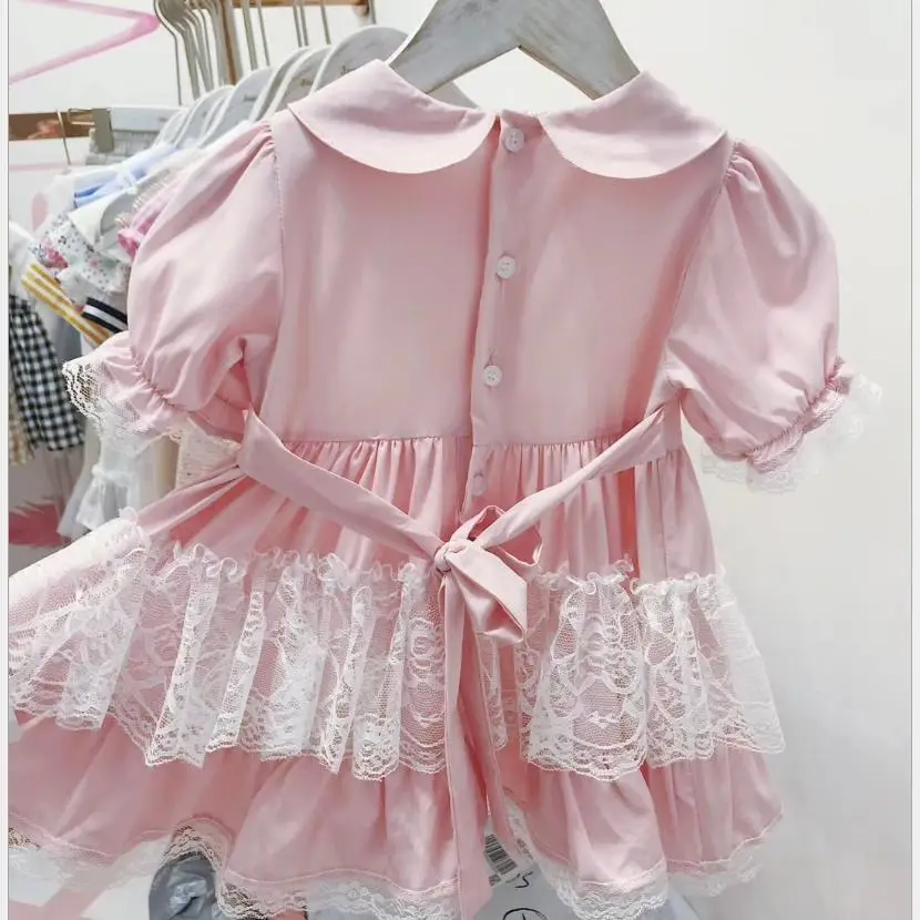 

2019 Summer New Spain Princess Dress Lace Spliced Palace Style Baby Dress For Girls Wedding Birthday Party Dress Vestidos Y1274