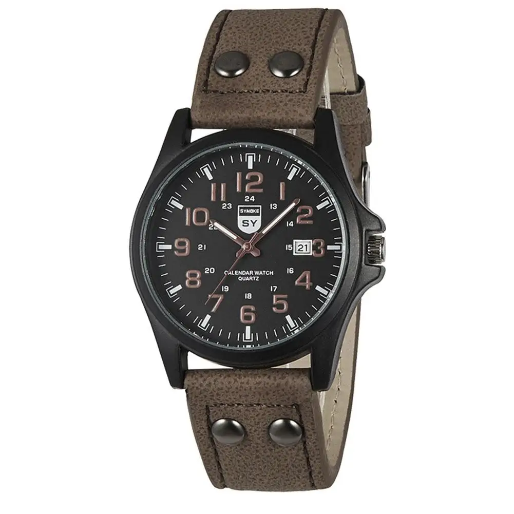 

Sport Faux Leather Band Analog Round Dial Quartz Men Casual Wrist Watch fashion business male Watch Relogio Masculino