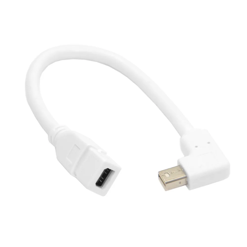 

MINI DP displayport male to female extension cable 90 Degree left angled white color 20cm