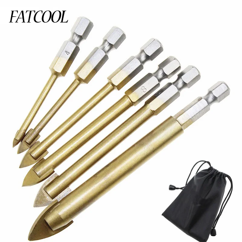 

FATCOOL 6Pcs/set 4;5;6;8;10;12mm Cemented Carbide Glass Drill Bit Tungsten Carbide Tipped Ceramic Tile Cutter Tools Accessories