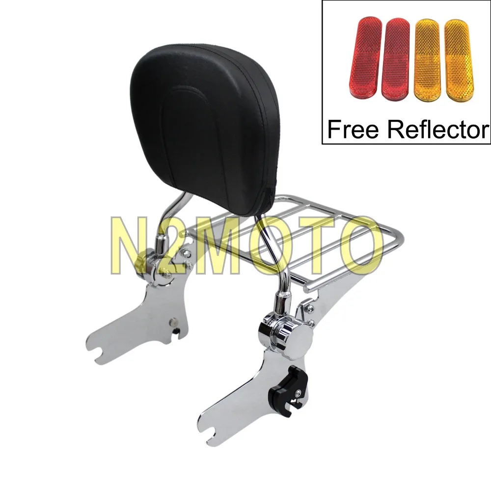 Motorcycle Detachable Sissy Bar Passenger Backrest Seat Pad For Harley Touring