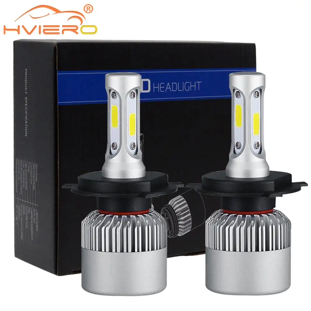 

2X H4 Car Headlight Fog Lighting Hi-Lo High Low Beam S2 COB IP67 Waterproof 6500K 72W 8000LM Auto Headlamp Led DC 12v For Toyota