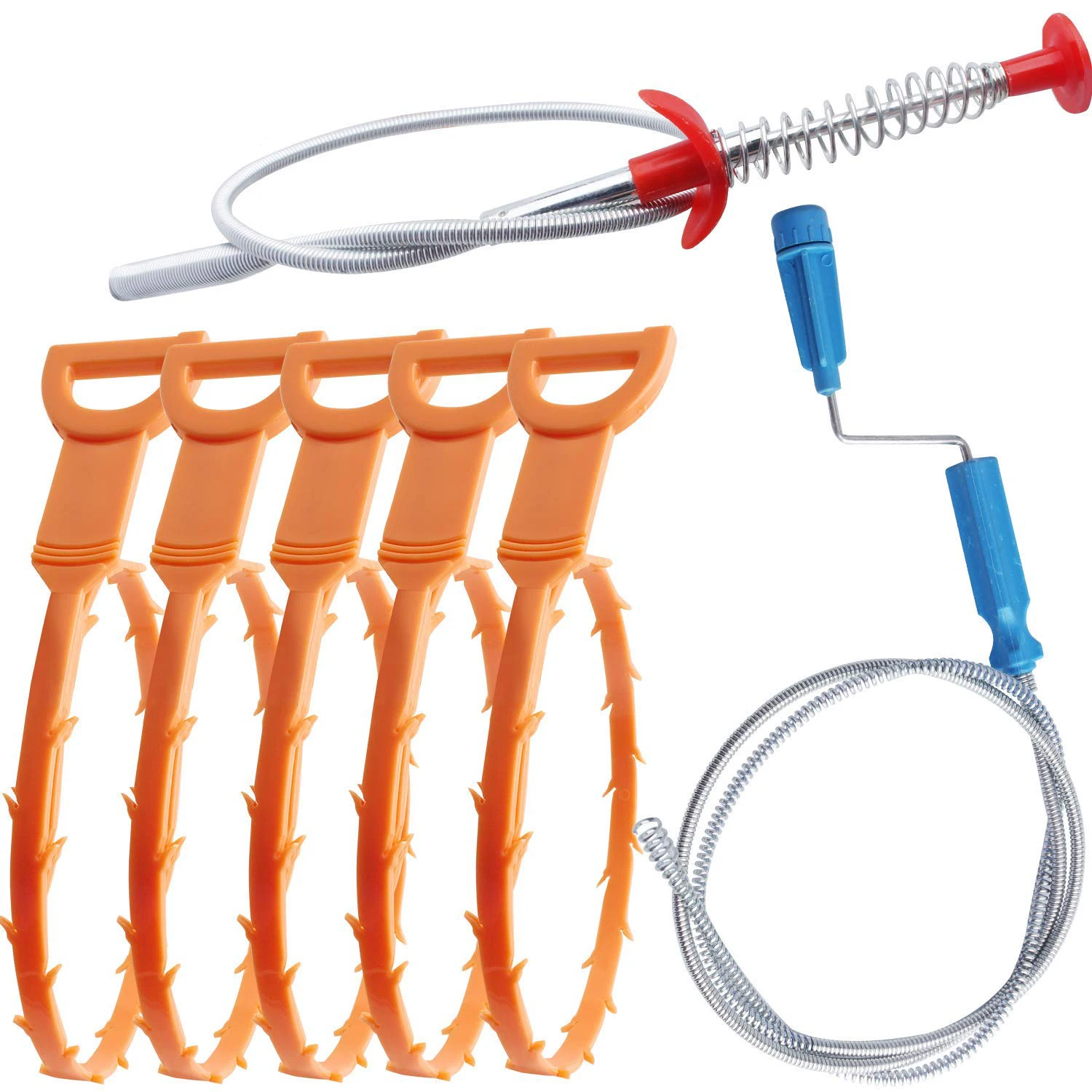 Drain Hair Remover, 7 Pack Drain Snake Flexible Hair Drain Clog Remover