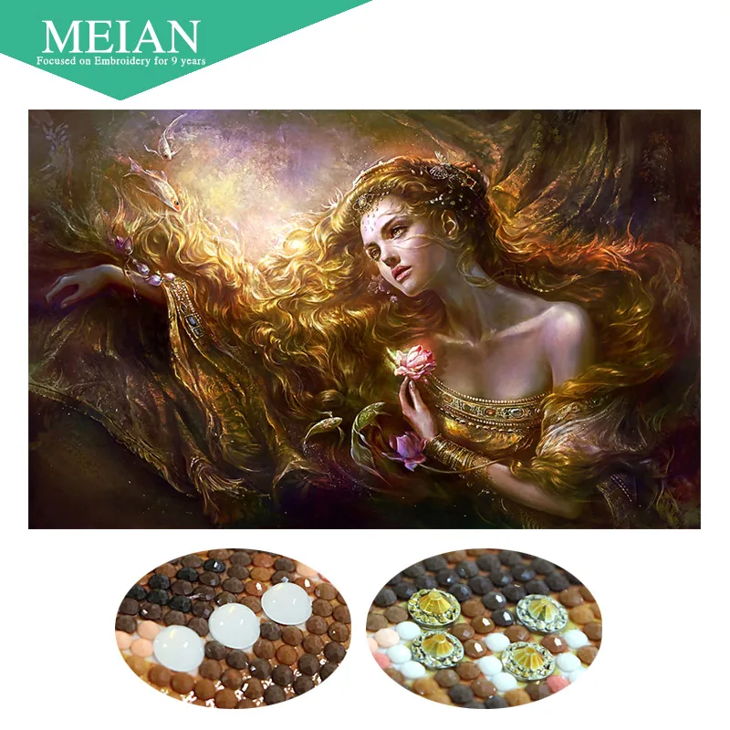 

Meian 5D DIY Diamond Painting Full Round Drill Home Decoration Accessories Beauty Lady Diamond Embroidery Cross Stitch Decor