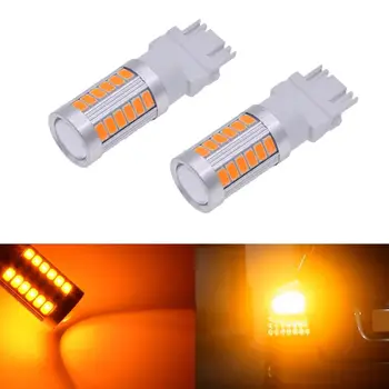 

2pcs Amber Daytime Running Light 3157 3156 3057 33LED Car Tail Turn Brake Auto Reverse Signal Bulb Lamp Car Styling Turn Signal
