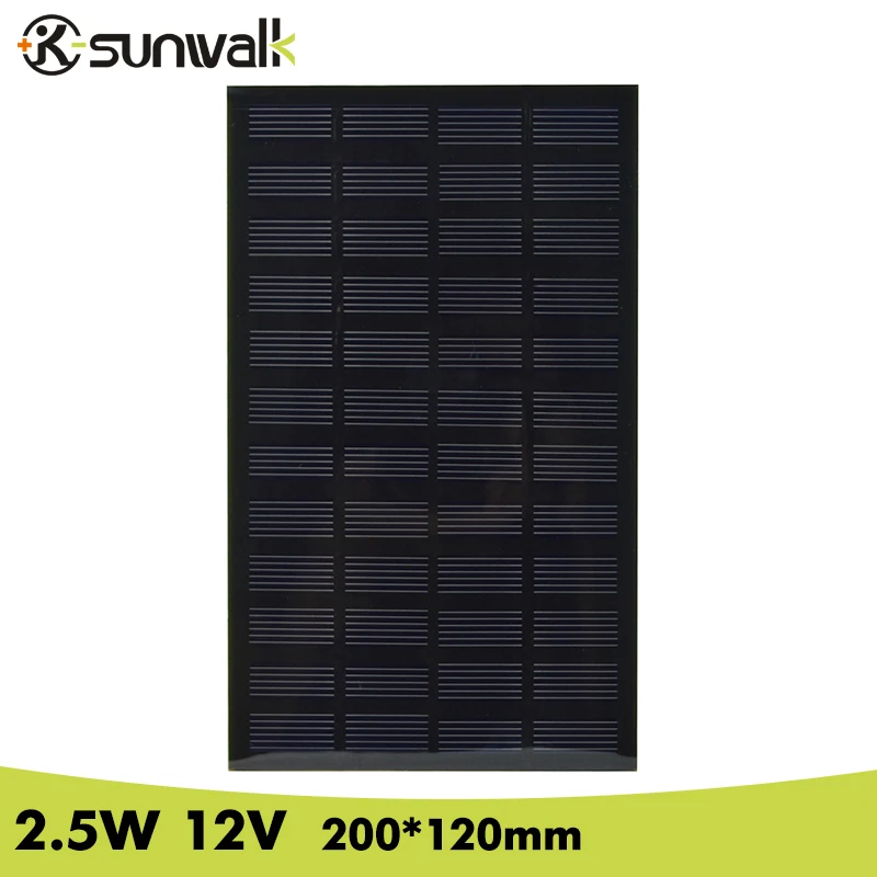 

SUNWALK 2.5W 12V 200mA PET Encapsulate Solar Cell Panel DIY Monocrystalline Solar Panel for Solar System and Solar Project