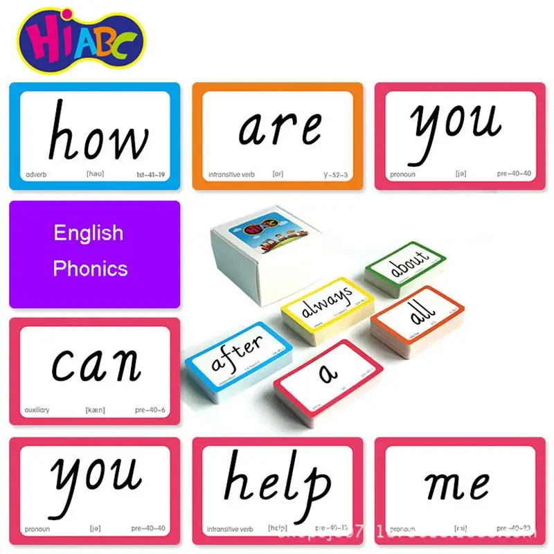 Vente 221 pièces anglais vue mots carte phonique mots Flashcards apprentissage jouets éducatifs pour enfants juguetes educativos enfants jeux
