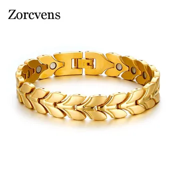 

ZORCVENS Mens bracelet Stainless Steel Magnetic Therapy Bracelet & Bangles Men Pain Relief for Arthritis Pulsera Fashion Jewelry