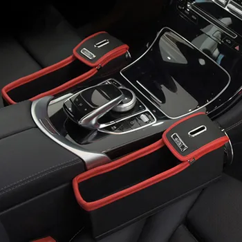 

1pc Car Left Premium PU Leather Seat Crevice Catcher Gap Filler Pocket Multi-function Storage Box Cup Phone Holder Organizer