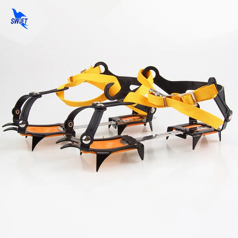 Par de Alta Qualidade Profissional Ajustável Dentes Ponto Empacotado Gelo Crampons Neve Placa Aço Inoxidável Garra 1 10