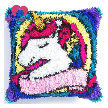 

unicorn embroidery pillow latch hook pillow tapestry kits do it yourself carpet embroidery pillow rug hooking pillow embroidery