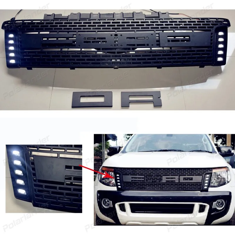 Гриль светодиодный Ranger для ford для Ranger Racing grilleABS пикап 2012- черный Передний гриль отделка