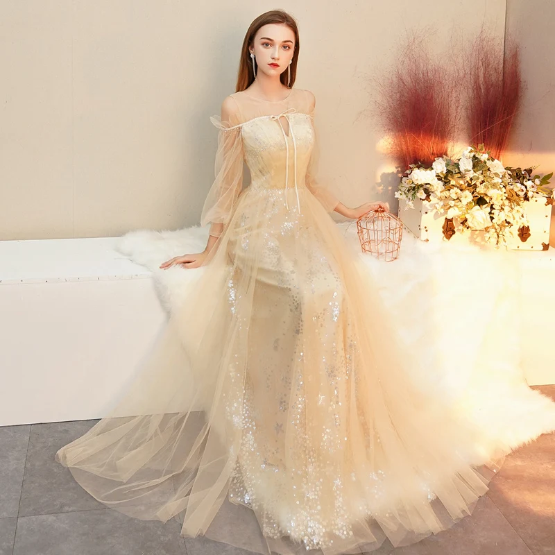 Robe De Soiree Abendkleider вечернее платье с длинными рукавами и открытыми плечами официальное платье из тюли для женщин Abiye Gece Elbisesi
