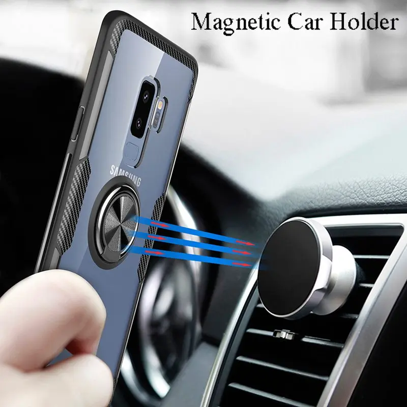 

Stand Holder Phone Cases for Samsung S9 Plus Case Soft Silicone Finger Ring Back Cover for Samsung Galaxy Note 9 Cover Coque