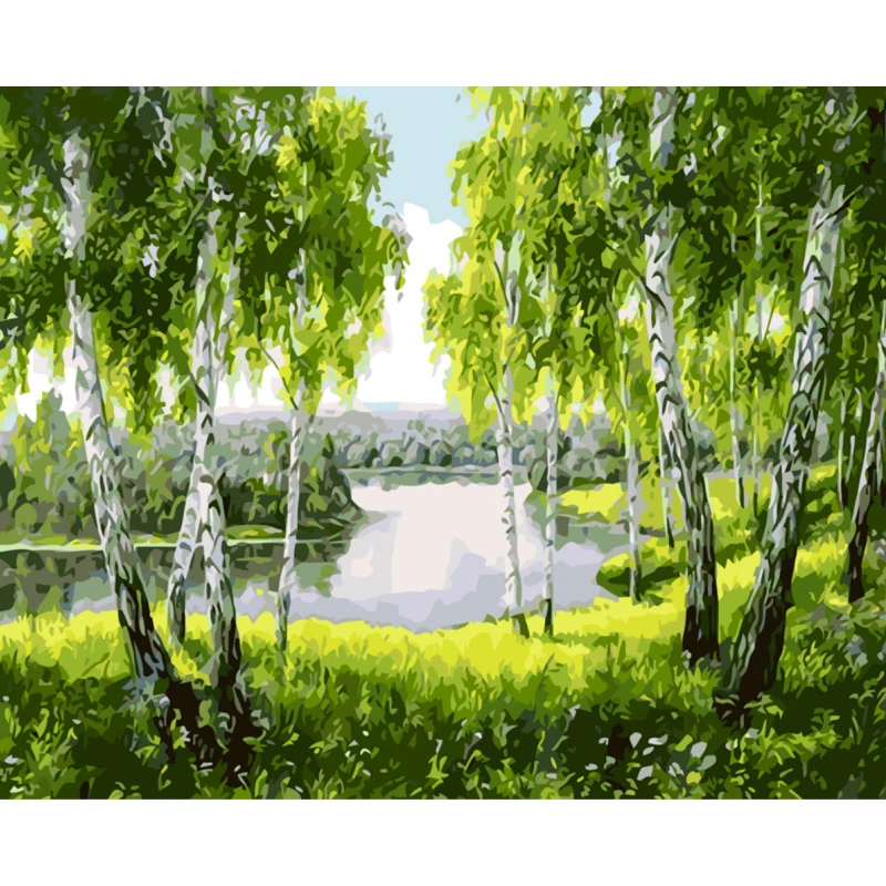

40x50cm Picture Paint On Canvas Diy Digital Oil Painting Paint By Numbers Drawing Coloring By Number Green Trees