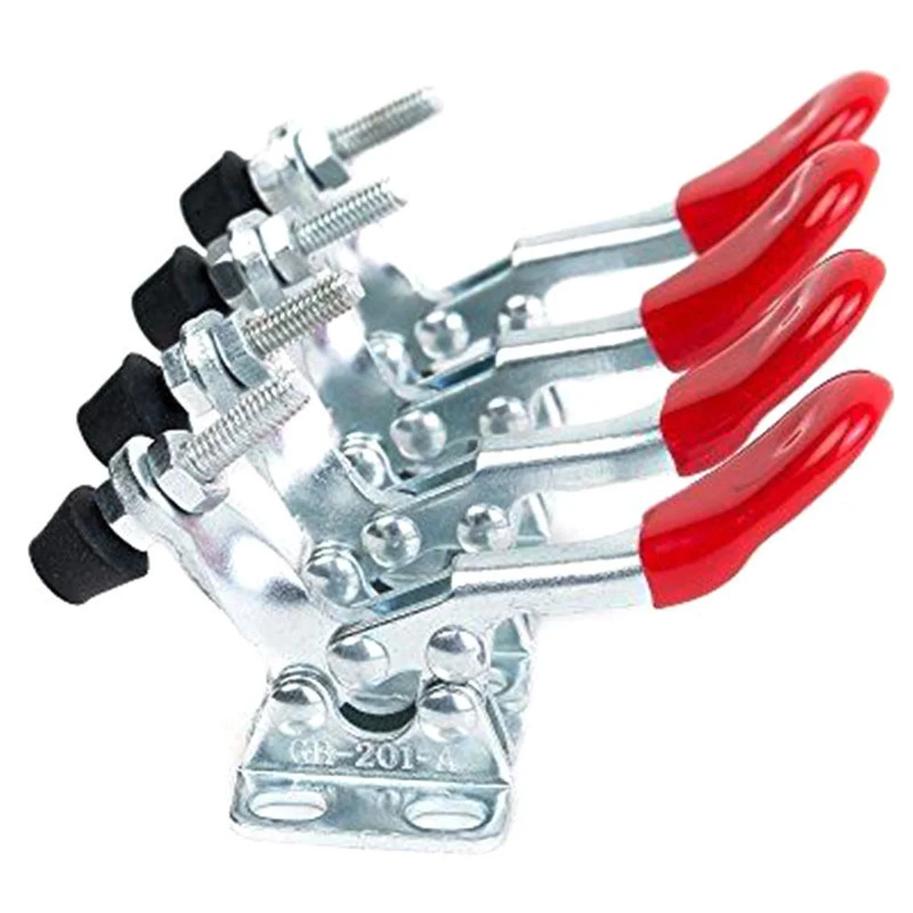  4pcs GH-201A Horizontal Toggle Clamp Quick-Release Toggle Clamps Set 27KG Vertical Toggle Clamp Han