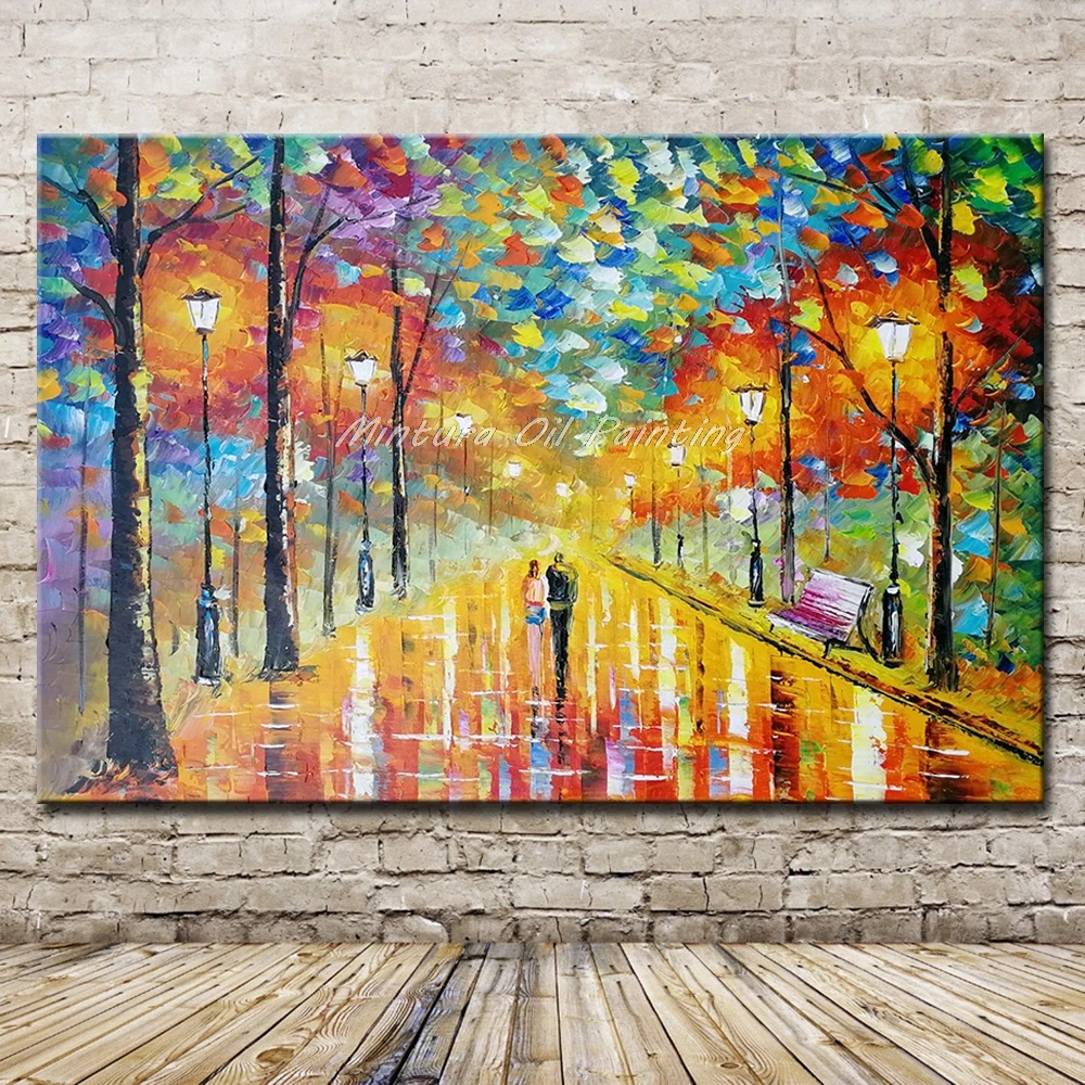 

Arthyx Art Hand Painted Palette Knife Landscape Oil Painting For Living Room Home Decoration Wall Art Pictures Canvas Paintings
