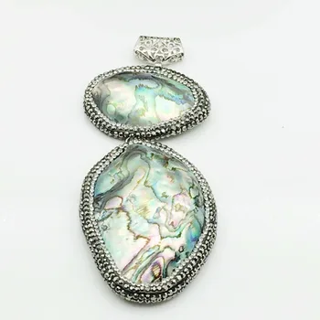 

Paving Black Rhinestone Abalone Shell Color Baby Shell Beads Stone DIY Pendant Jewelry Making Design Crafts