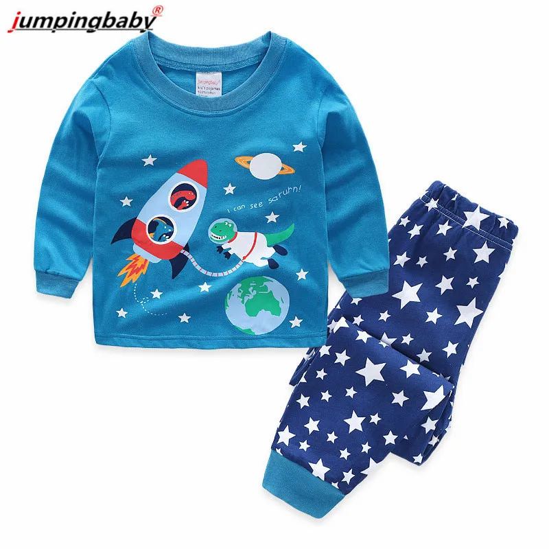 Jumpingbaby/Коллекция года; пижамы для мальчиков; детская одежда; пижамный комплект для малышей; ночная рубашка для маленьких мальчиков; пижамы; Conjunto Infantil; новые пижамы для малышей