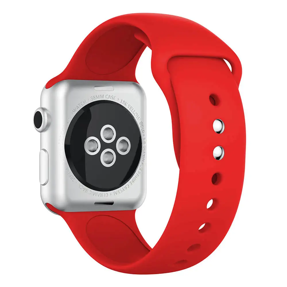 Мягкий силиконовый замена спортивный ремешок для наручных часов для Apple watch серии 1/2/3/5, 42 мм, 38 мм, браслет на запястье, ремешок для наручных часов iWatch, 4 40 мм 44 мм - Цвет ремешка: Red
