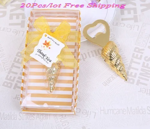 

(20 Pieces/lot) Newest meaningful Wedding favor of Conch sea shell design bottle opener favors for Event and Party Favors