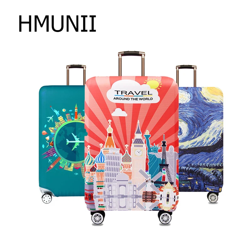 

HMUNII World Map Design Luggage Protective Cover Travel Suitcase Cover Elastic Dust Cases For 18 to 32 Inches Travel Accessories